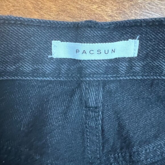 NEW PacSun Dad Jean Shorts Womens 28 Black High Rise Cut Off Button Fly Denim - Picture 10 of 13